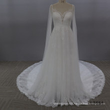 Luxury Sweetheart Sexy Lace Tulle Backless Wedding Dress Bridal Gowns Long Sleeve Cathedral Train